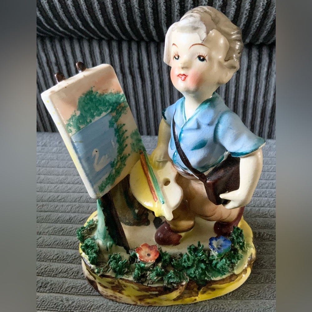 VTG Orion Made in Japan Painter Figurine with Easel Spaghetti Boy